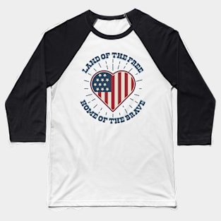 heart USA Baseball T-Shirt